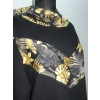 Czarna sportowa bluza z kapturem i kolorowymi wstawkami - złote liście
